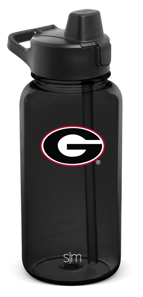 Collegiate Plastic Summit Water Bottle with Simple Flip Straw Lid - Georgia
